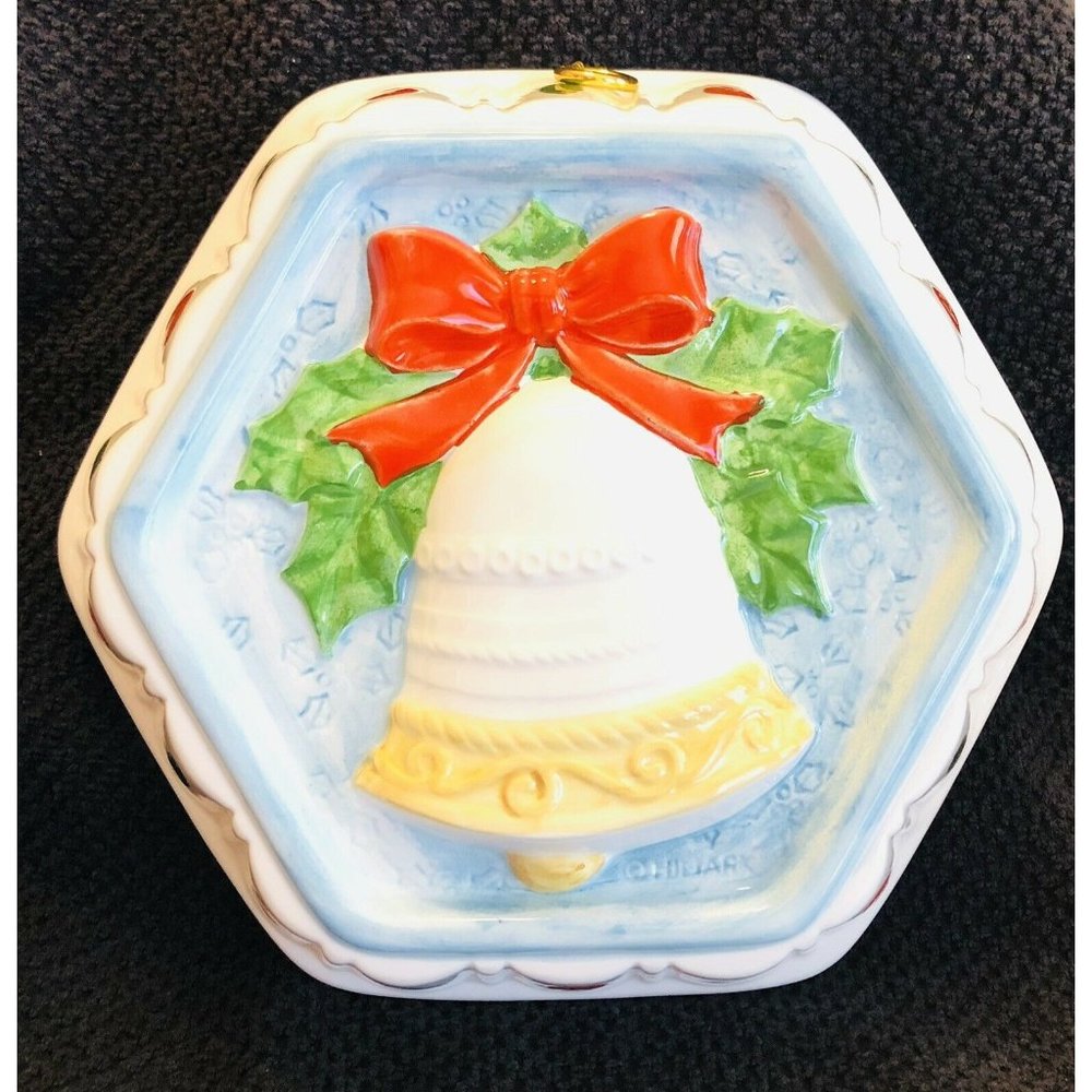 Vintage 1983 HIMARK Holiday Decorative Ceramic Christmas‎ Bell Mold Japan 8x8x8